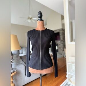 Express Black Full Zip Rib Knit Sweater